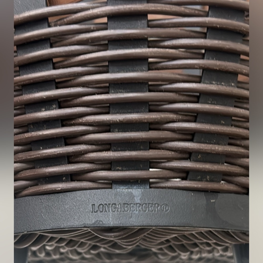 LONGABERGER 9 INCH ON THE VERANDA CHOCOLATE PLANTER BASKET OUTDOOR POT - Picture 2 of 4